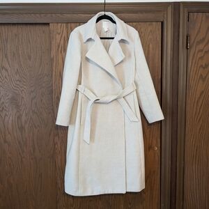 H&M cream tie belt coat